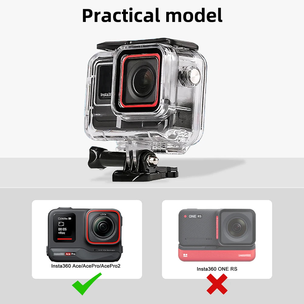 Waterproof Housing for Insta360 Ace Pro 2 & Ace Pro - Diving Case Protector Lightweight Design for 60M Underwater Protection