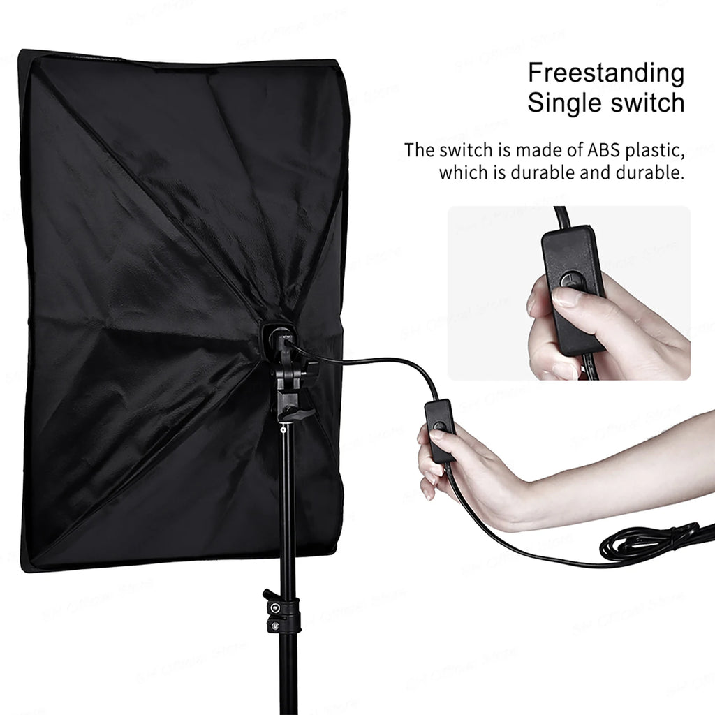 Large Flexible Softbox Lighting Studio Photography Light Kit Softboxes Light Bulbs Umbrellas Light Sockets Light Stands Backdrop